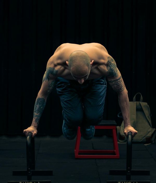 Man performing gentle strength exercises in a calm environment